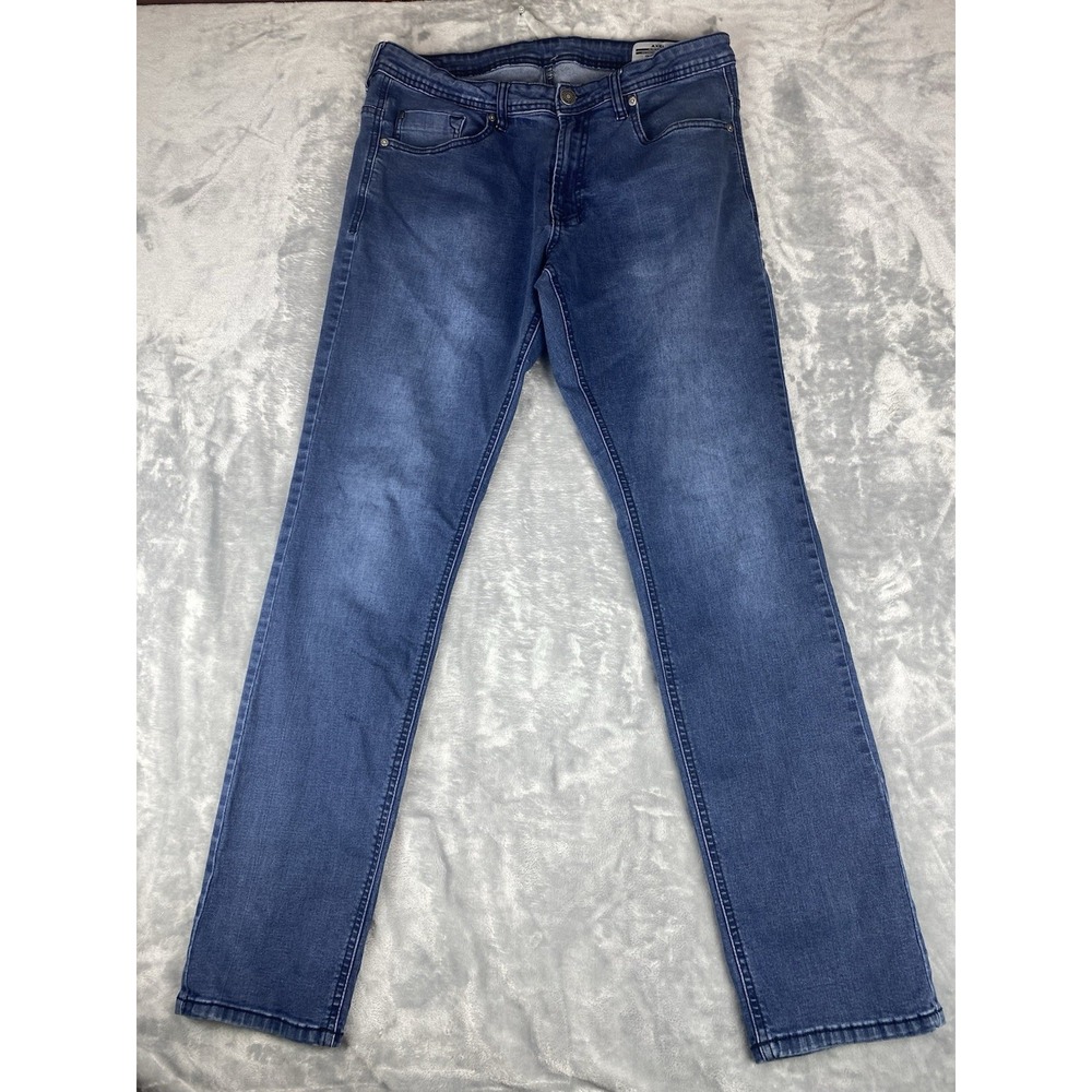 Buffalo David Bitton Jeans Mens 36x34 Blue Axel Slim Stretch Straight Light Wash